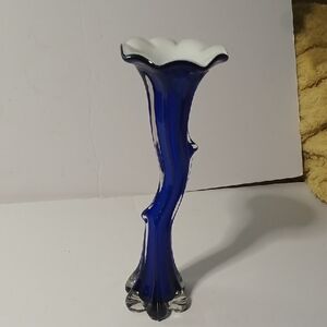 Murano Blue and White Accent Vase